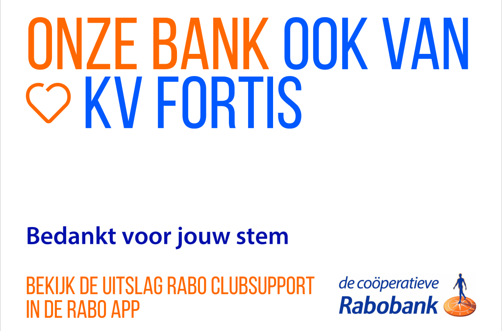 Fortis ontvangt € 1.354,17 dankzij Rabo ClubSupport!