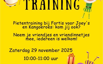Pietentraining voor Kangoeroes en Joey’s op zaterdag 29 november!